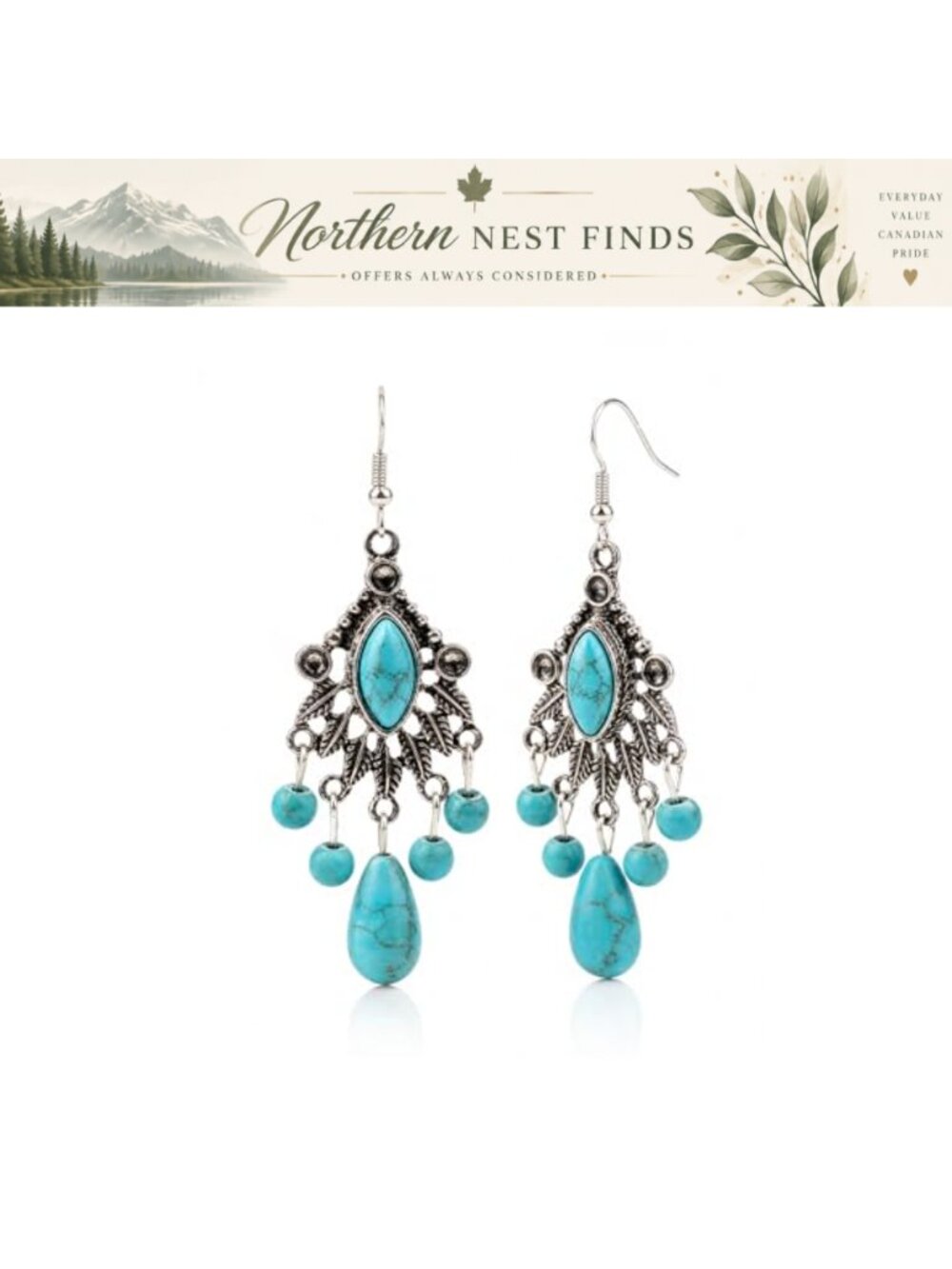 Turquoise Tassel Earrings for Women Western Dangle Drop